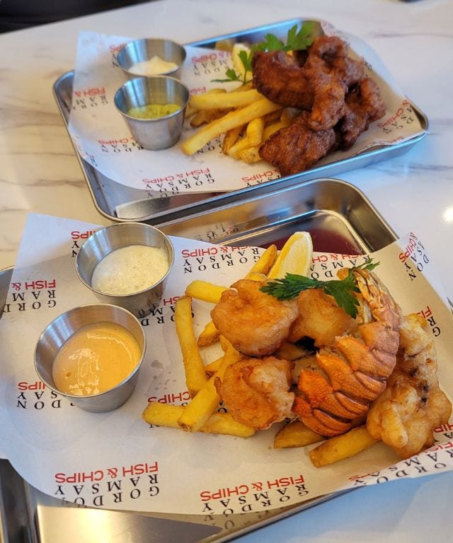 Gordon Ramsay Fish & Chips - slipper lobster and shrimp combo and chicken combo